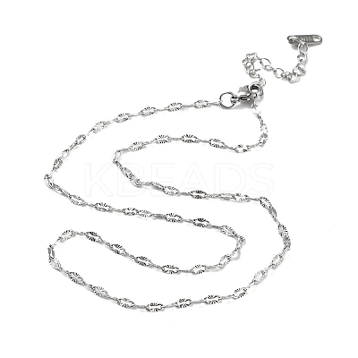 Non-Tarnish 304 Stainless Steel Textured Dapped Chain Necklace NJEW-D045-02P-1