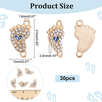 30Pcs Alloy Crystal Rhinestone Connector Charms ALRI-PH0001-26-1