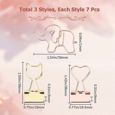 14Pcs 2 Style Cat & Heart Iron Binder Clips AJEW-GF0007-05-1