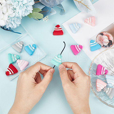 16Pcs 8 Colors Christmas Theme Silicone Beads SIL-CA0002-50-1
