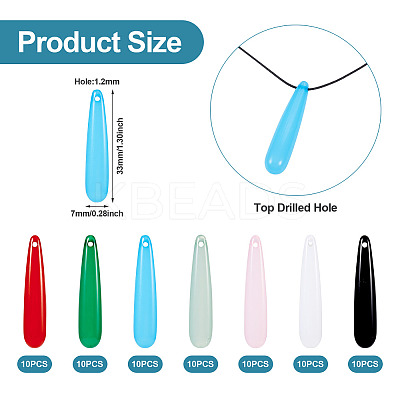 70Pcs 7 Colors Acrylic Pendants MACR-TA0001-79-1