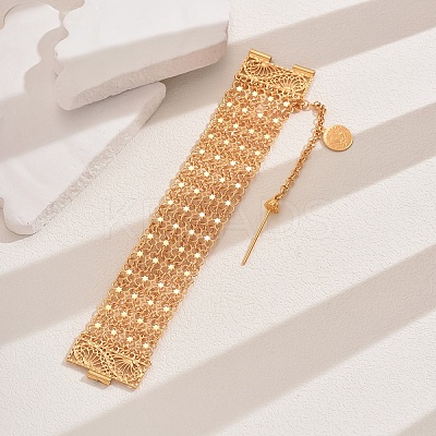 Hollow Alloy Star & Ring Link Chain Bracelets for Women VR3342-2-1
