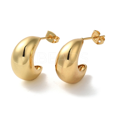 Rack Plating Brass Curved Midi Stud Earrings EJEW-L224-55G-1