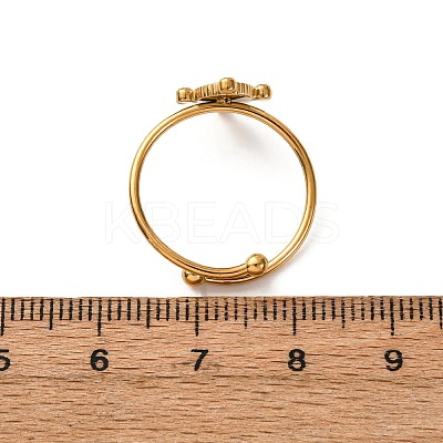 304 Stainless Steel Enamel Cuff Rings for Women RJEW-F194-04G-1