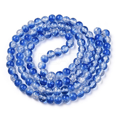Two-Tone Crackle Baking Paint Transparent Glass Beads Strands CCG-T004-8mm-04-1