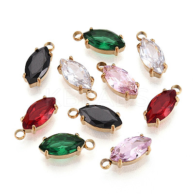 304 Stainless Steel and Cubic Zirconia Pendants STAS-T071-08M-G-1