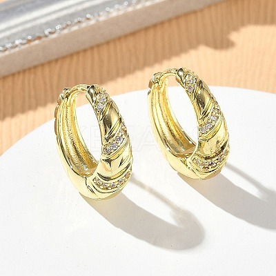 Brass Micro Pave Cubic Zirconia Hoop Earrings KK-CBA30C7-15G-1