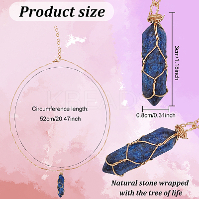 12Pcs 12 Style Natural & Synthetic Mixed Gemstone Bullet Pendant Necklaces Set NJEW-AN0001-02-1