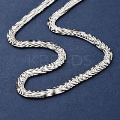 8MM 304 Stainless Steel Flat Snake Chain Necklaces NJEW-P338-09P-1
