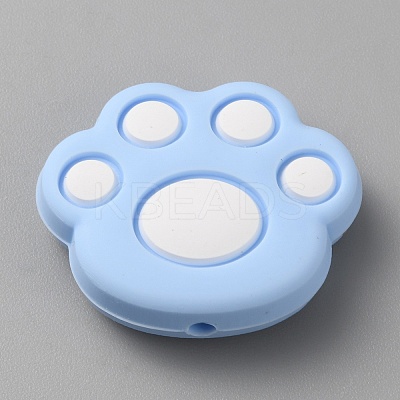 Cat Paw Print Food Grade Eco-Friendly Silicone Focal Beads LS-SIL-WH0012-040D-1