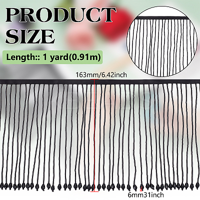 1 Yard Polyester Lace Trims with Glass Beaded Tassel OCOR-BC0007-85-1
