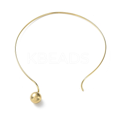 304 Stainless Steel Round Ball Pendant Choker Necklaces LS-NJEW-D058-01G-1