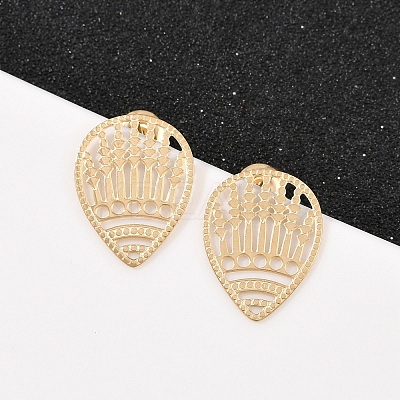 304 Stainless Steel Teardrop Stud Earrings EJEW-I320-06G-1