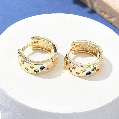 Brass Micro Pave Cubic Zirconia Hoop Earrings LS-EJEW-H152-01D-G-1
