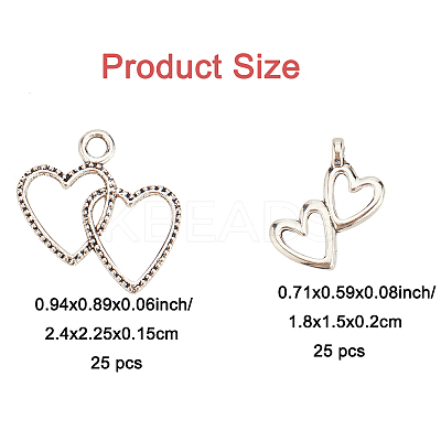 50Pcs 2 Styles Tibetan Style Alloy Pendants FIND-FP0001-21-1