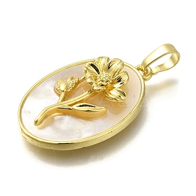 Brass Pave Shell Birth Flower Pendants FIND-I040-04D-1