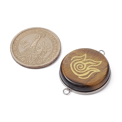 Natural Tiger Eye Connector Charms PALLOY-JF02370-1