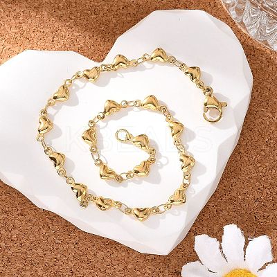 304 Stainless Steel Heart Link Bracelets X-BJEW-M121-03G-1