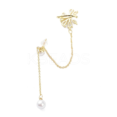 Flower Cubic Zirconia Asymmetrical Earrings EJEW-K088-05G-1