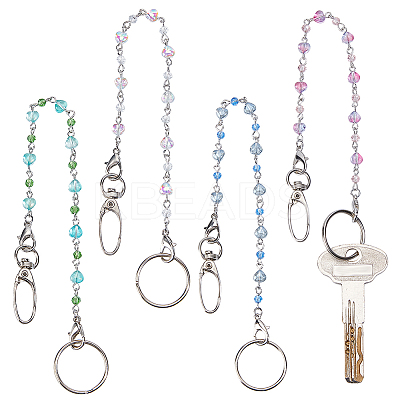 4Pcs Glass Beads Keychain KEYC-NB00026-1