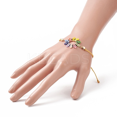 Glass Seed Sunflower Braided Bead Bracelet BJEW-MZ00023-1