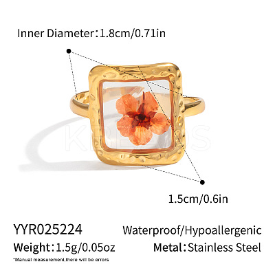 304 Stainless Steel with Enamel Flower Open Rings for Women VV0742-3-1