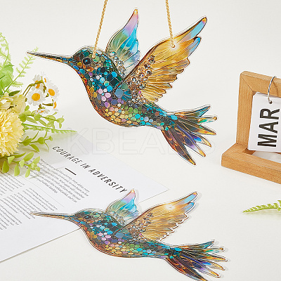 Acrylic Bird Hanging Suncatchers HJEW-WH20021-02B-1