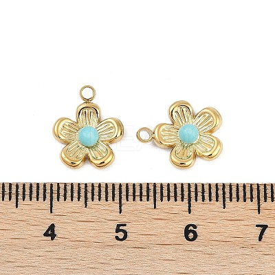 Synthetic Turquoise Flower Charms STAS-I325-143G-01-1