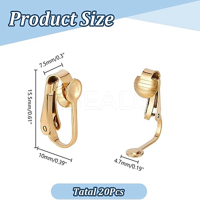 20Pcs Ion Plating(IP) 304 Stainless Steel Clip-on Earring Findings STAS-AR0002-53G-1