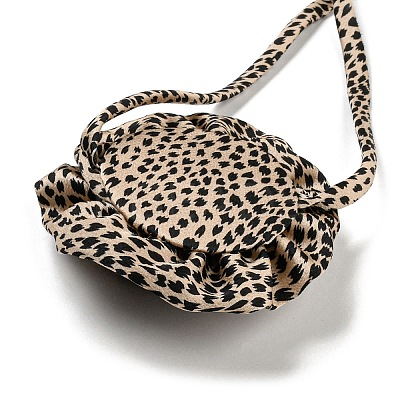 Leopard Print Pattern Fabric Rose Tie Choker Necklaces for Women NJEW-Z022-01H-1