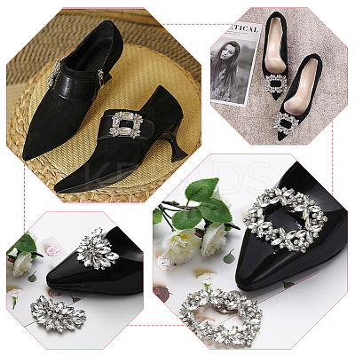 4Pcs 2 Styles Alloy Crystal Rhinestone Wedding Shoe Decorations AJEW-WR0002-38-1