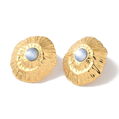 Golden Ion Plating(IP) 304 Stainless Steel Stud Earrings for Women EJEW-L287-053G-01-1