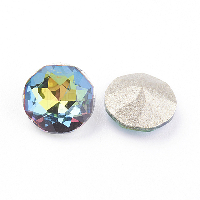 Pointed Back & Back Plated Glass Rhinestone Cabochons RGLA-J012-8mm-001VM-1