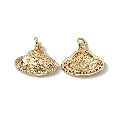 Brass Micro Pave Clear Cubic Zirconia Charms KK-G439-30G-1