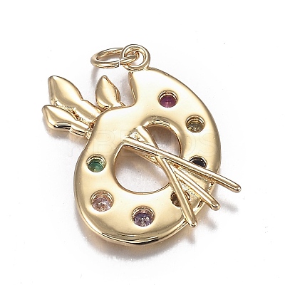 Brass Micro Colorful Cubic Zirconia Pendants ZIRC-F120-051G-1