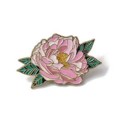 Peony Flower Enamel Pins JEWB-P050-03A-G-1