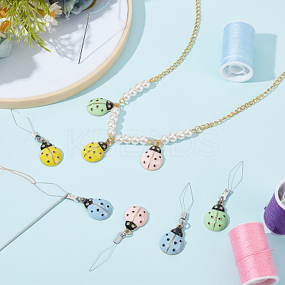 8Pcs 4 Colors Ladybug 304 Stainless Steel Threader DIY-AB00055-1
