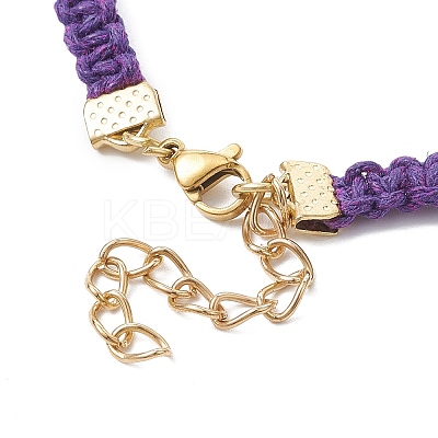Braided Waxed Polyester Rectangle Link Chain Bracelets BJEW-JB10000-03-1