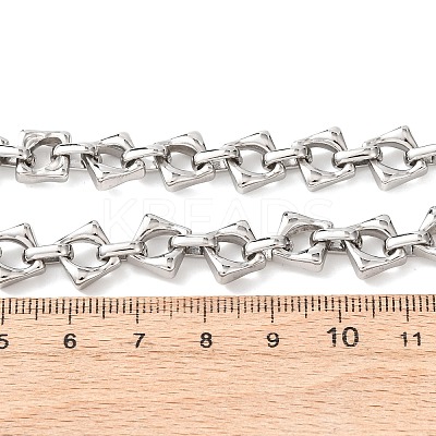 304 Stainless Steel Rhombus Link Chain Necklaces for Women Men NJEW-F363-02P-1