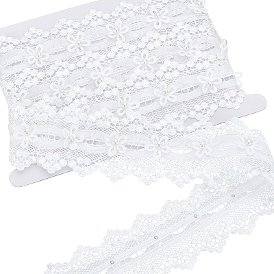 2 Yards Polyester Flower Lace Ribbons SRIB-FG0001-28-1