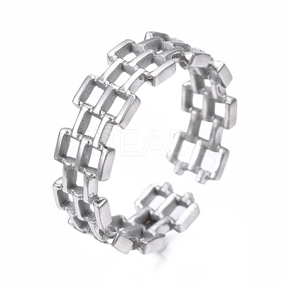 Non-Tarnish 304 Stainless Steel Square Open Cuff Ring RJEW-T023-15P-1