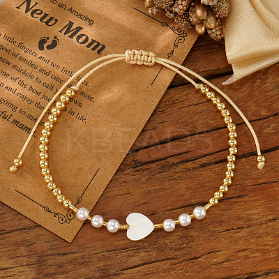 Handmade Brass & Imitation Pearl Round Beaded Bracelets YH5085-2-1