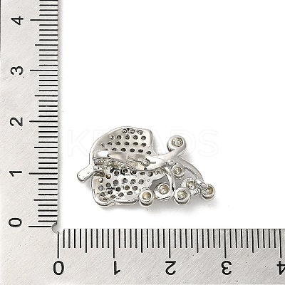 Rack Plating Brass Micro Pave Clear Cubic Zirconia Twister Clasps KK-F863-03P-1