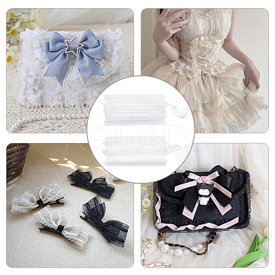 2 Cards 2 Styles Polycotton Pleated Elastic Lace Ribbon OCOR-FG0001-69A-1