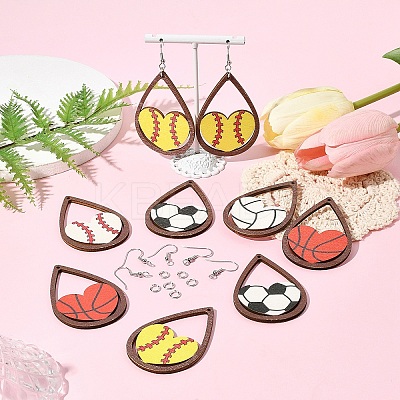 DIY Sports Ball Dangle Earring Making Kits DIY-YW0009-92-1