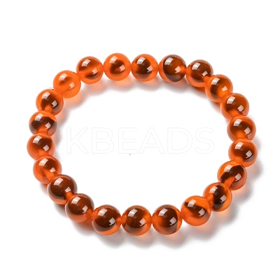 Unisex Natural Sugar Heart Agate Beaded Stretch Bracelets BJEW-K097-01A-03-1