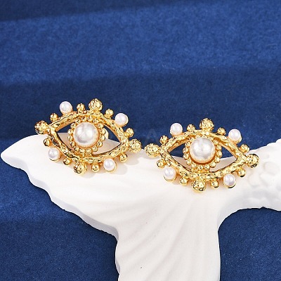 Brass Stud Earrings KK-U058-63A-G-1