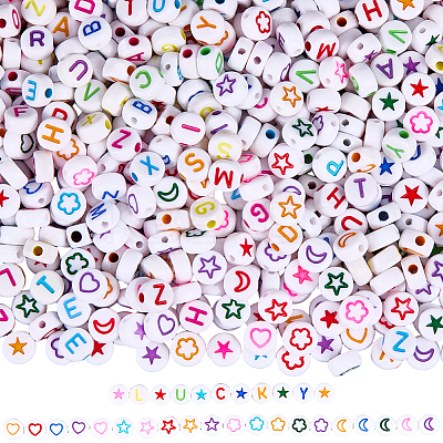 1400Pcs 3 Styles White Opaque Acrylic Beads MACR-PA0001-31-1