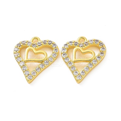 Brass Micro Pave Clear Cubic Zirconia Charms KK-E068-VF188-1