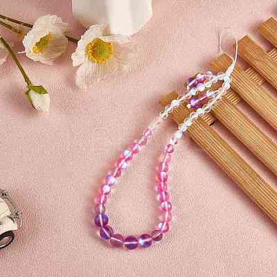 Round Synthetic Moonstone Beaded Mobile Straps HJEW-SW00042-09-1